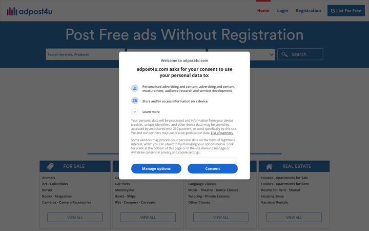 Screenshot di adpost4u.com