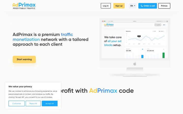 Screenshot of adprimax.com