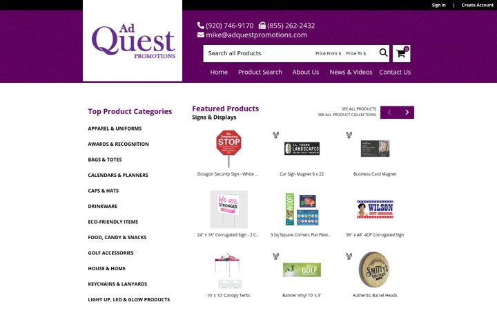 Screenshot of adquestpromotions.com