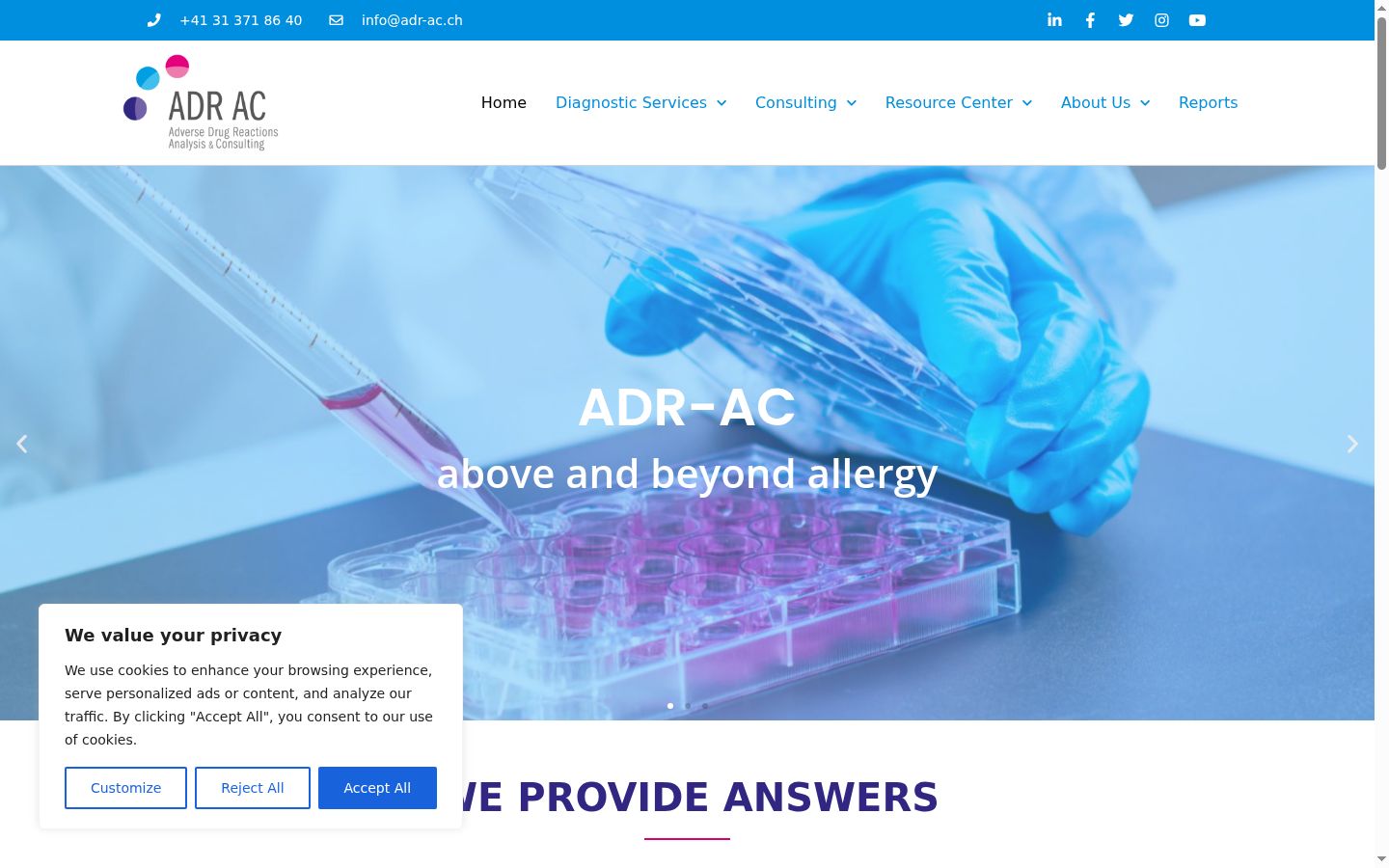 Screenshot del banner di consenso mostrato prima di qualsiasi interazione