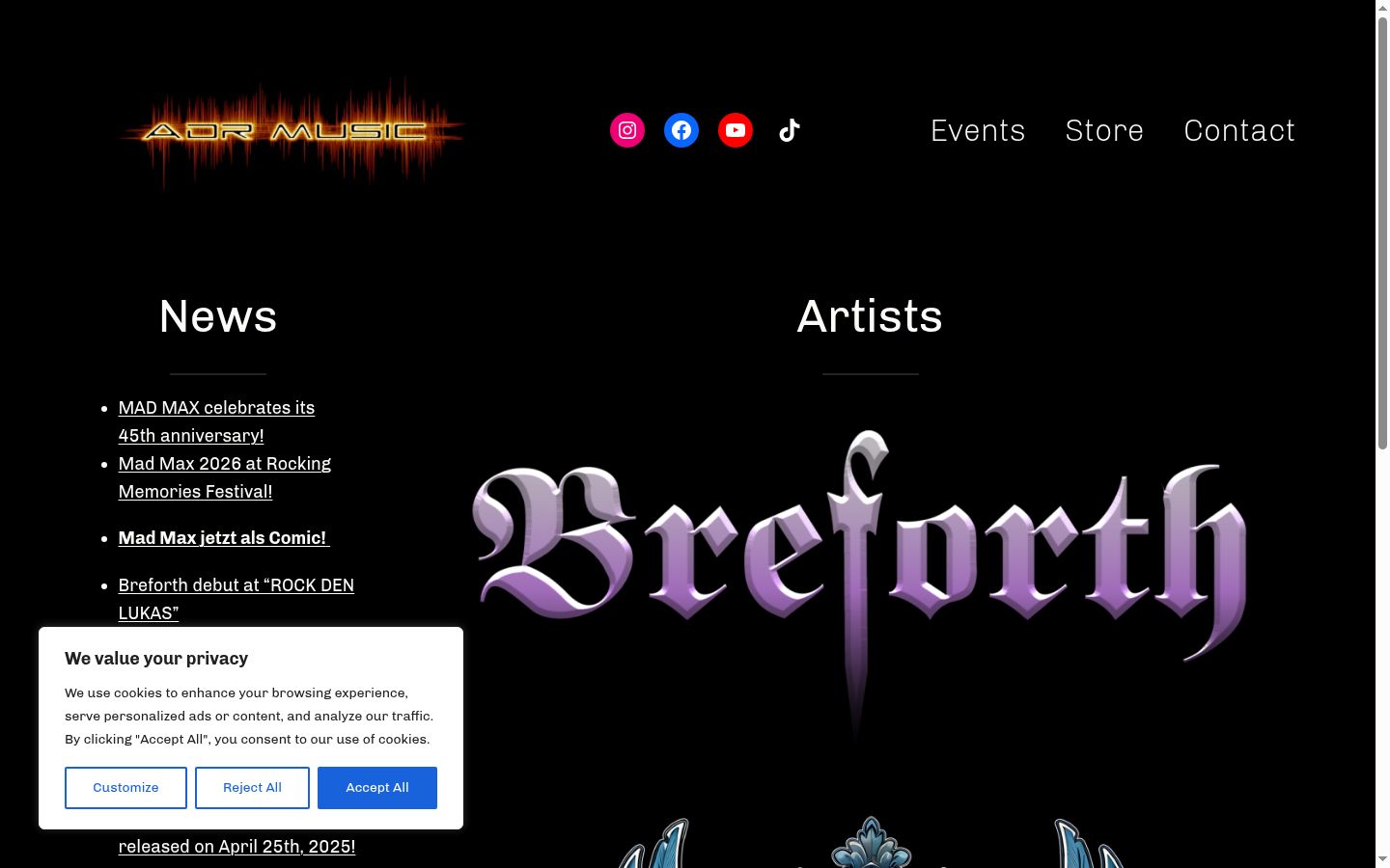 Screenshot of the consent banner shown before any interaction