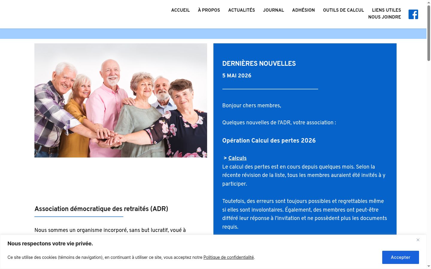 Captura de ecrã do banner de consentimento apresentado antes de qualquer interação