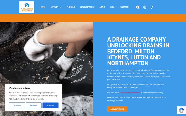 Screenshot of adrainagecompany.co.uk