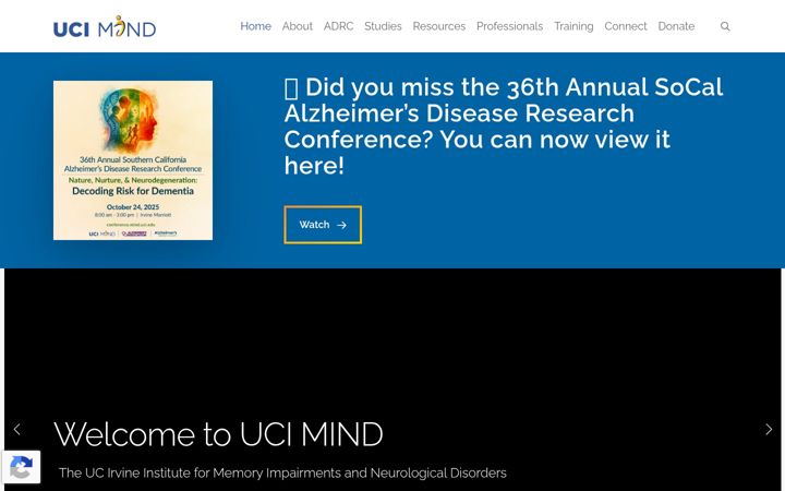 Screenshot of adrc.uci.edu