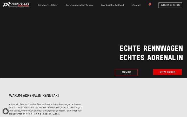Snímek obrazovky adrenalin-renntaxi.de
