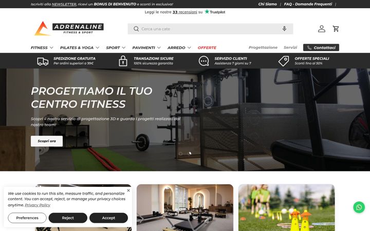 Posnetek zaslona adrenalinefitnesspro.com