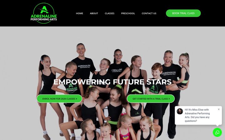 Screenshot of adrenalinepa.com.au