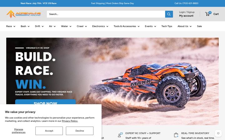 Screenshot of adrenalinercracing.com
