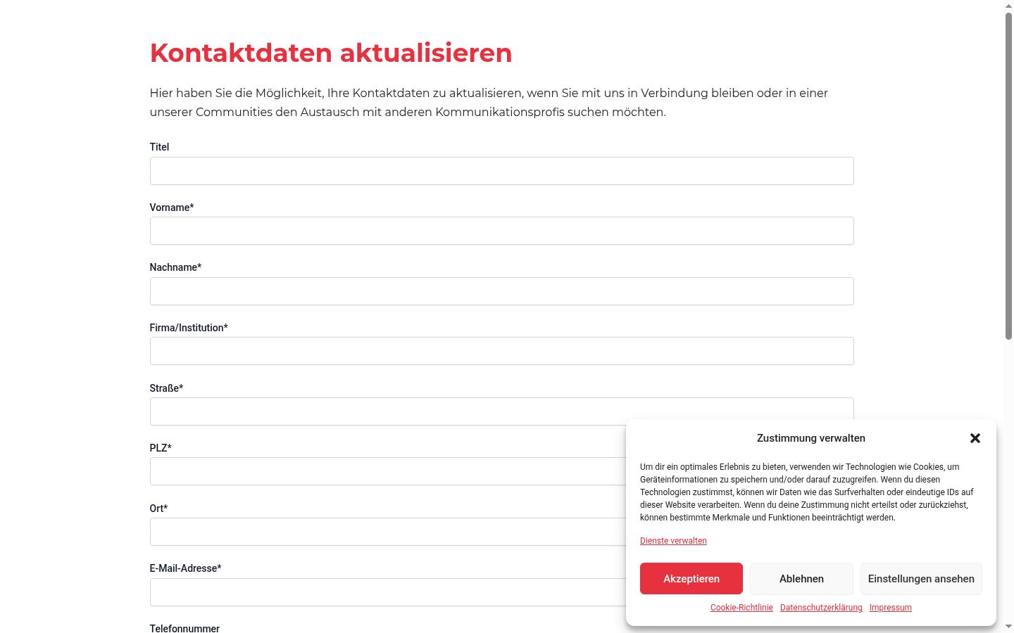Screenshot of the consent banner shown before any interaction