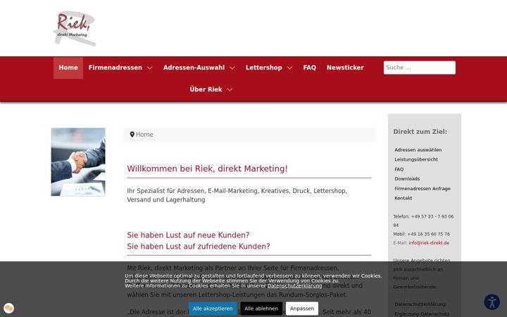 Screenshot of adressen-riek.de
