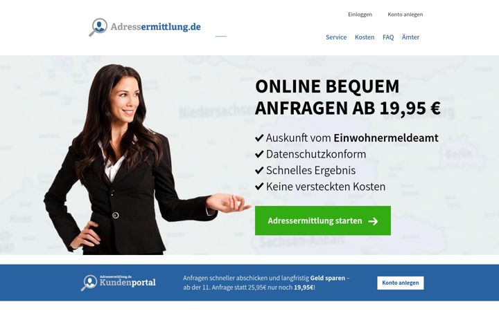 Screenshot of adressermittlung.de