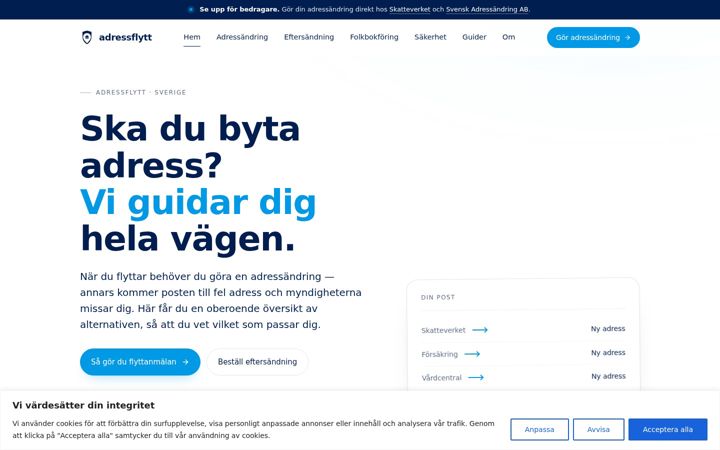 Screenshot of adressflytt.se