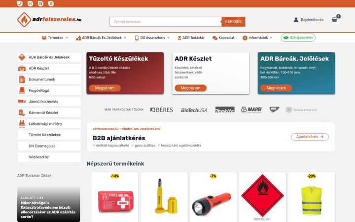 Ekrano kopija adrfelszereles.hu