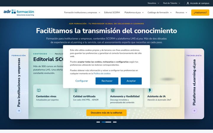Kuvakaappaus sivustosta adrformacion.com