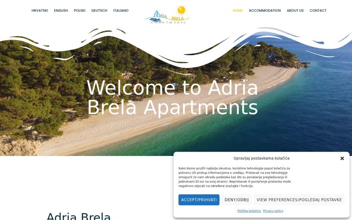 Posnetek zaslona adria-brela.com