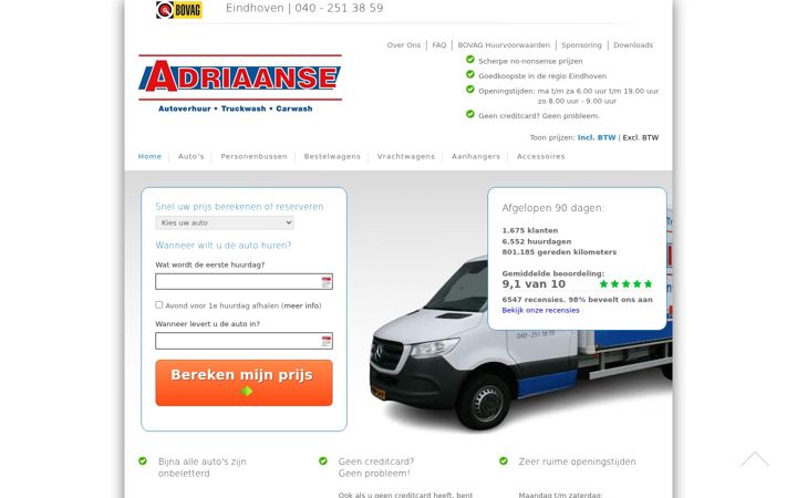 Skærmbillede af adriaanseautoverhuur.nl