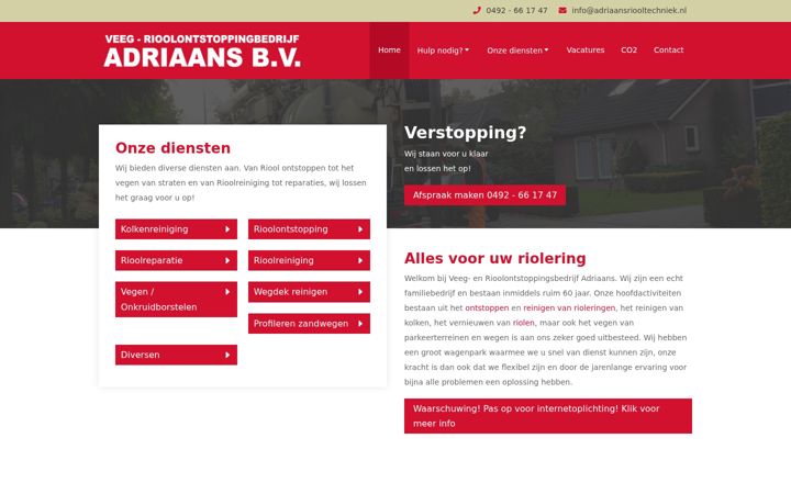 Screenshot of adriaansriooltechniek.nl