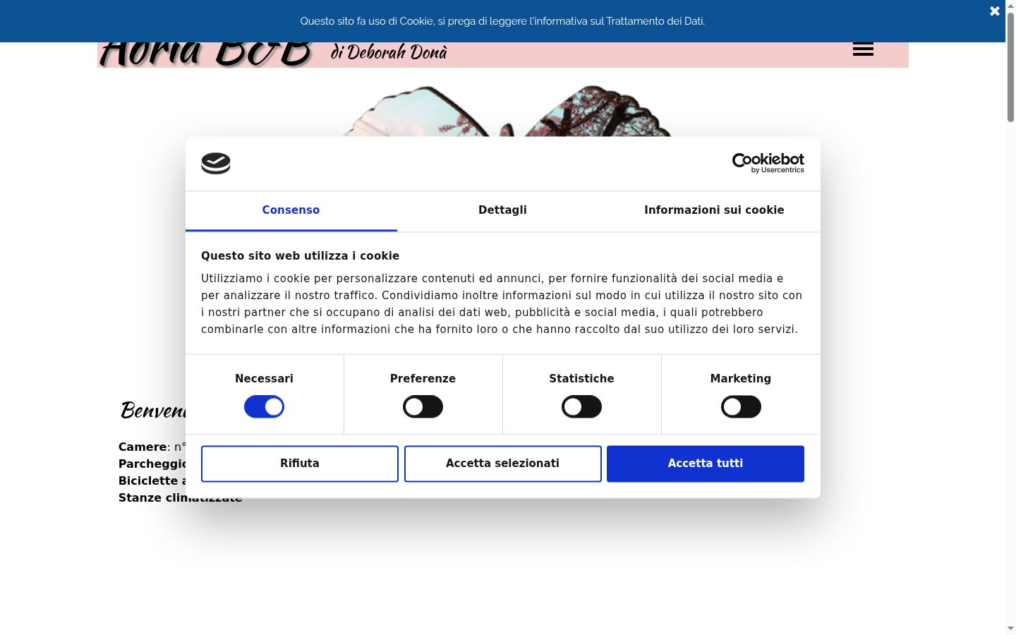 Captura de ecrã do banner de consentimento apresentado antes de qualquer interação