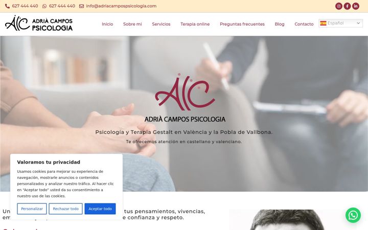 Snímek obrazovky adriacampospsicologia.com