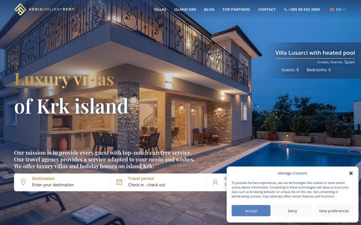 Screenshot of adriaholidayrent.com