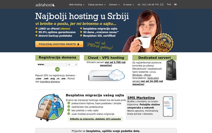 Screenshot di adriahost.com