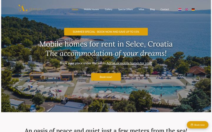 Skärmbild av adrialuxholiday.com