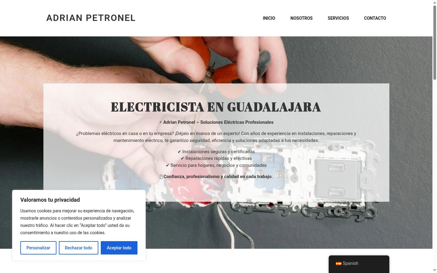 Captura de ecrã do banner de consentimento apresentado antes de qualquer interação