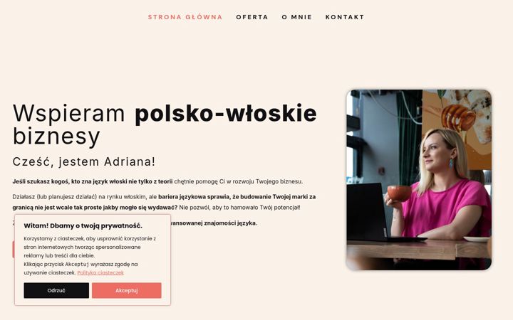 Screenshot of adrianabaszczak.com