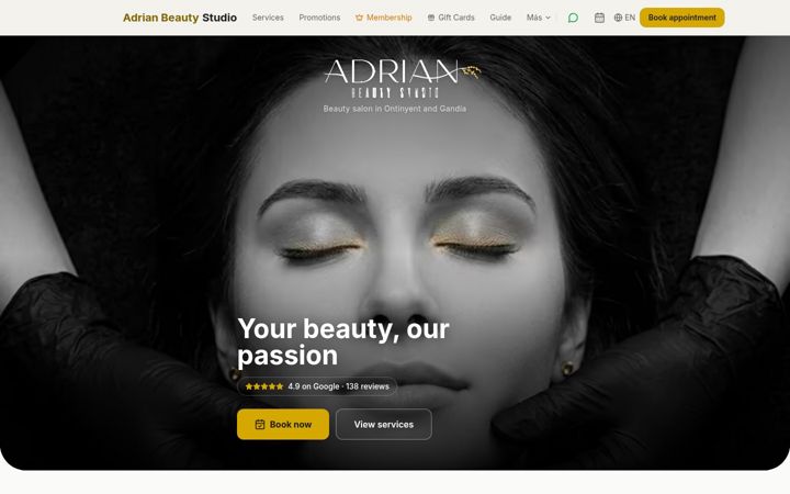 Screenshot of adrianbeautystudio.com