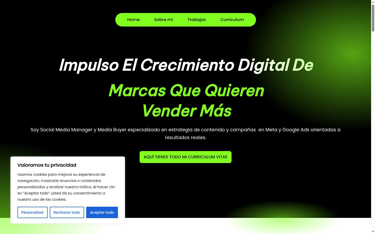 Screenshot del banner di consenso mostrato prima di qualsiasi interazione