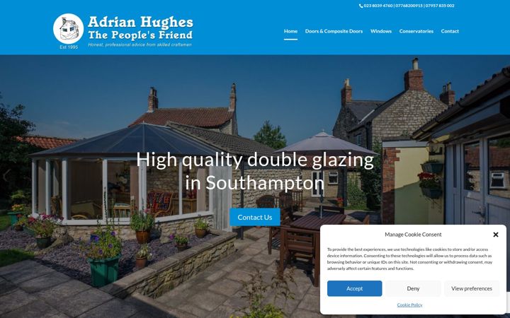 Screenshot of adrianhughesdoubleglazing-southampton.co.uk