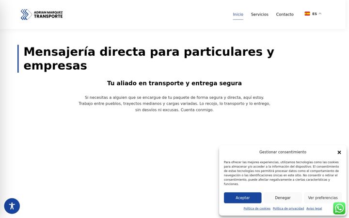 Captura de pantalla de adrianmarqueztransporte.es