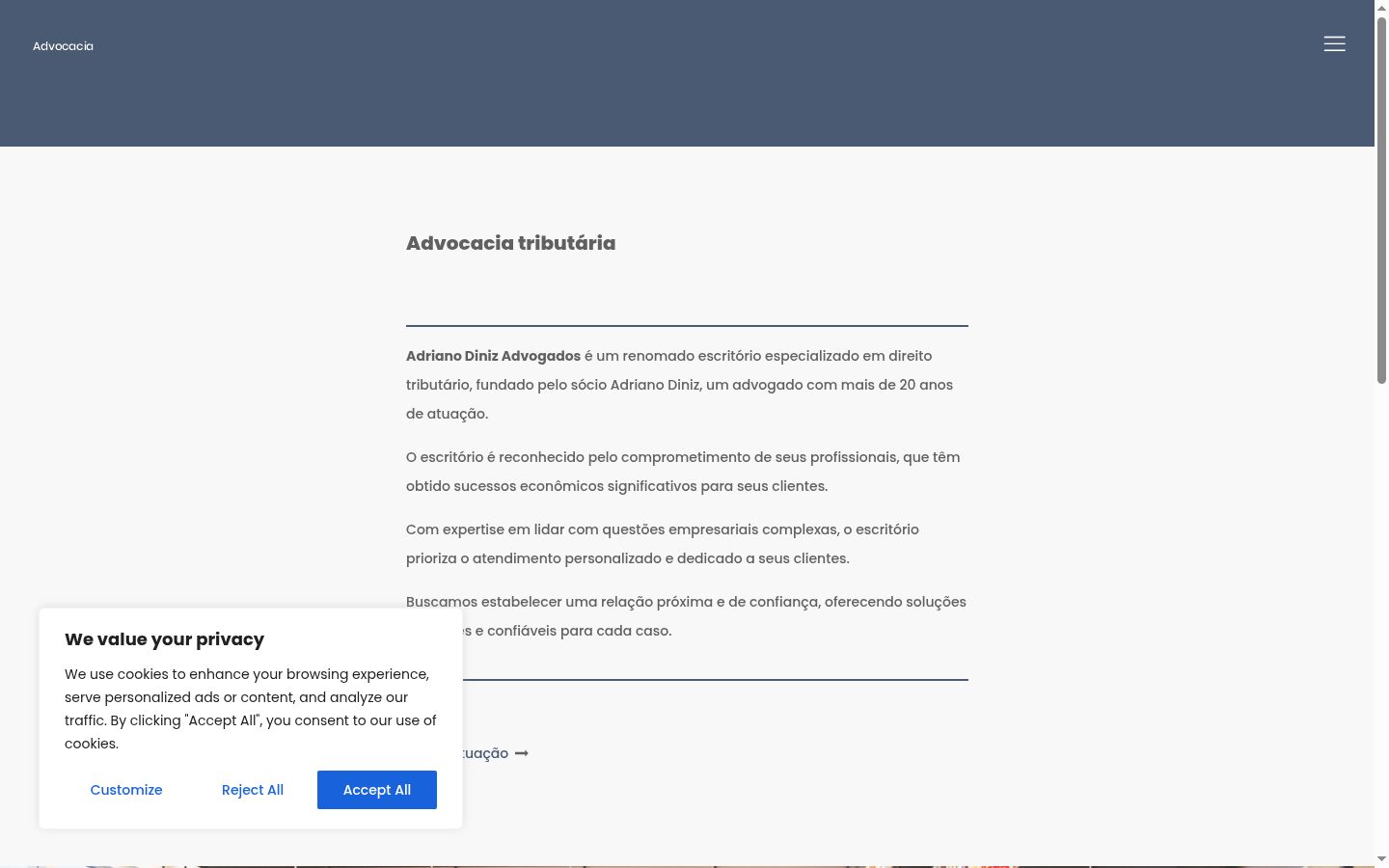 Screenshot del banner di consenso mostrato prima di qualsiasi interazione