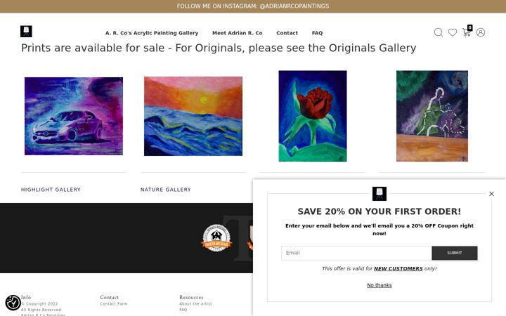 Skærmbillede af adrianrcopaintings.com