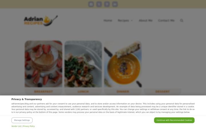 Screenshot von adrianrecipes.blog