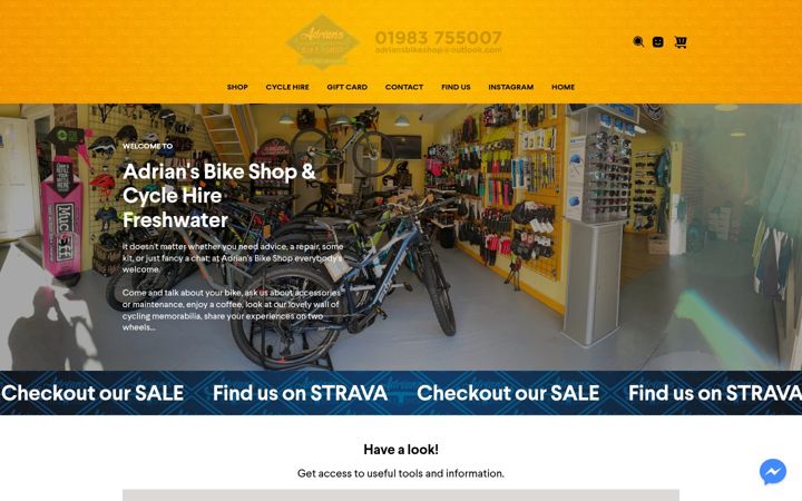 Snímek obrazovky adriansbikeshop.com