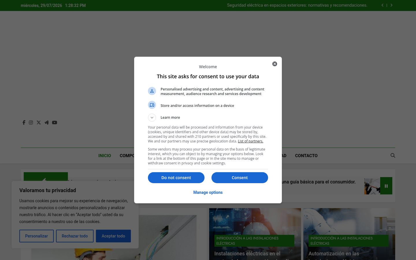Screenshot van de toestemmingsbanner zoals getoond vóór enige interactie