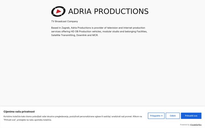 Screenshot of adriaproductions.com
