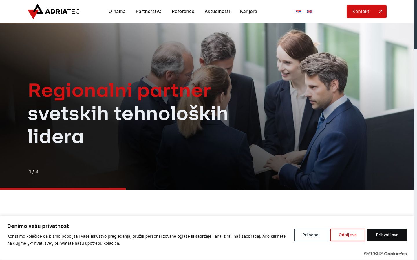Skärmbild av samtyckesbannern som visades före någon interaktion
