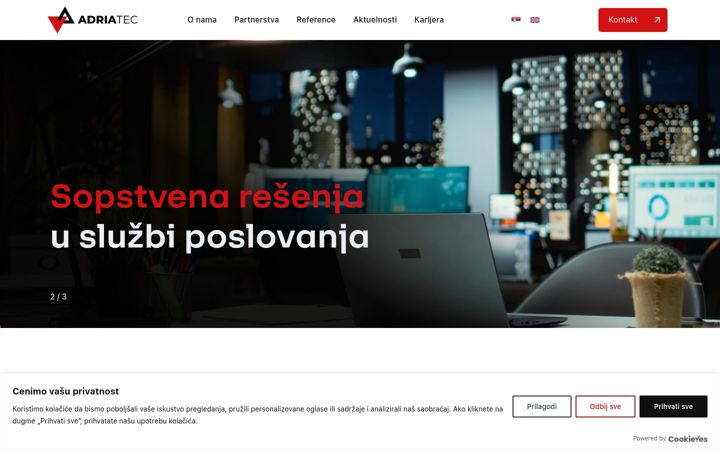 Екранна снимка на adriatec.rs