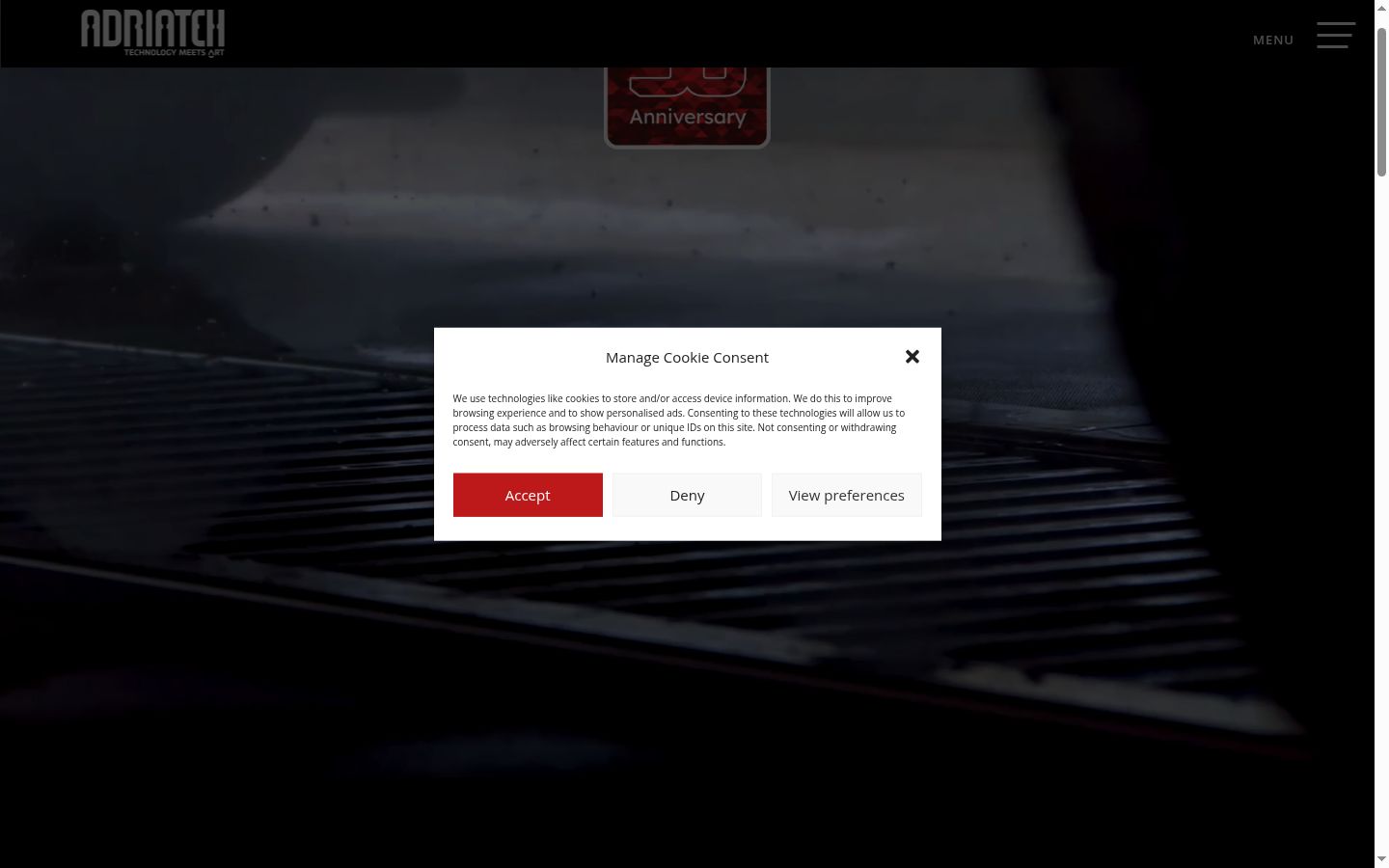 Screenshot of the consent banner shown before any interaction
