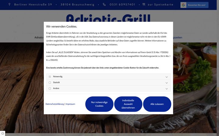 Screenshot of adriatic-grill.de