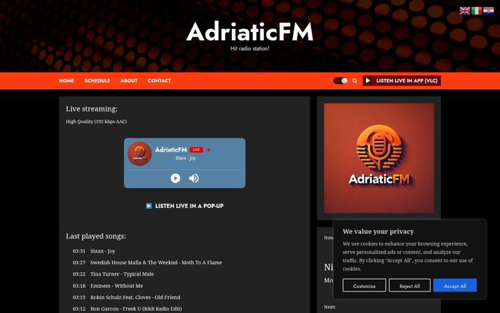 Screenshot of adriaticfm.com
