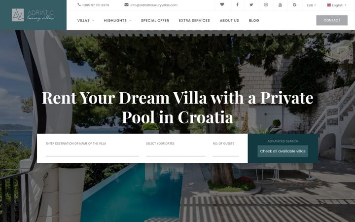 Screenshot of adriaticluxuryvillas.com