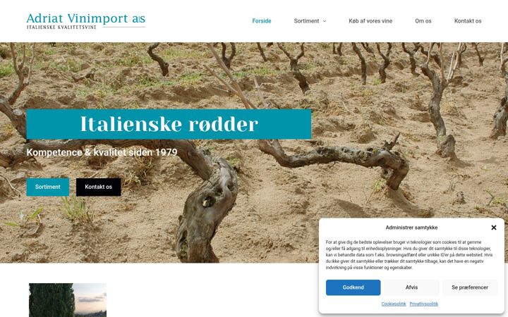 Screenshot von adriatvinimport.dk