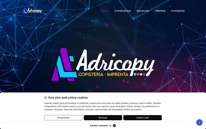 Snímek obrazovky adricopy.com