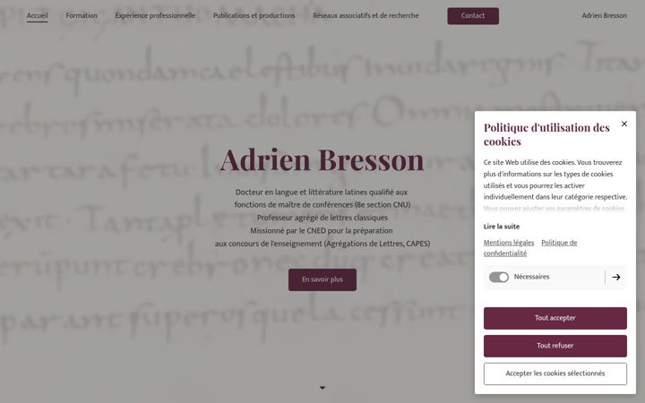 Snímek obrazovky adrienbresson.com