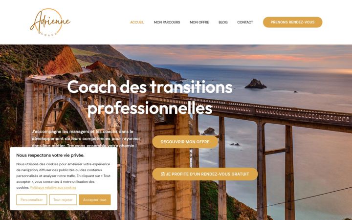 Snímek obrazovky adriennecoach.com