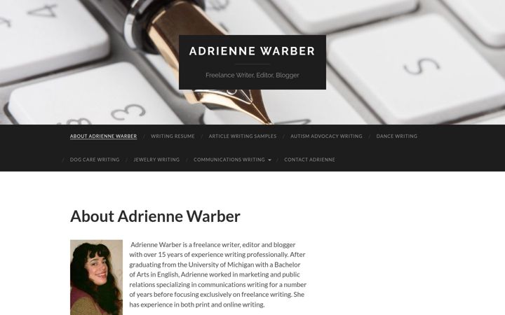 Snímek obrazovky adriennewarber.com
