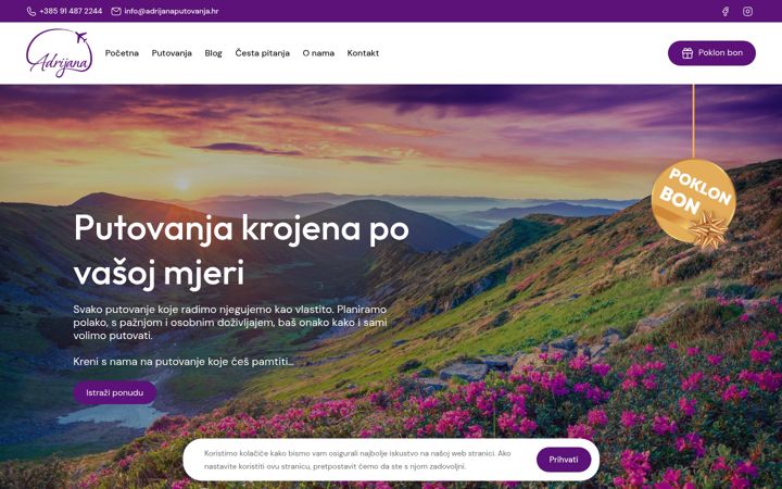 Snímek obrazovky adrijanaputovanja.hr